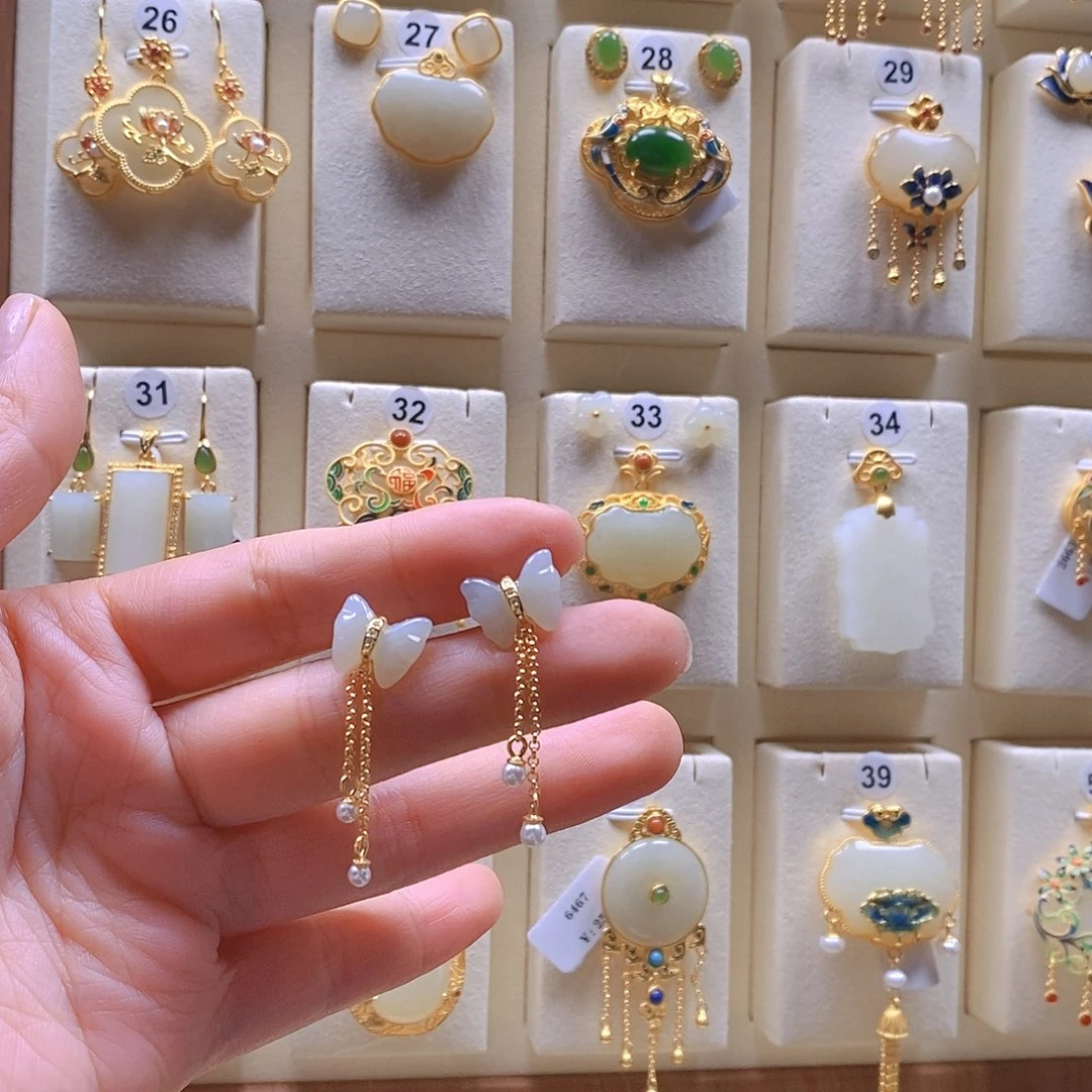 和田玉颈饰银S925镶嵌