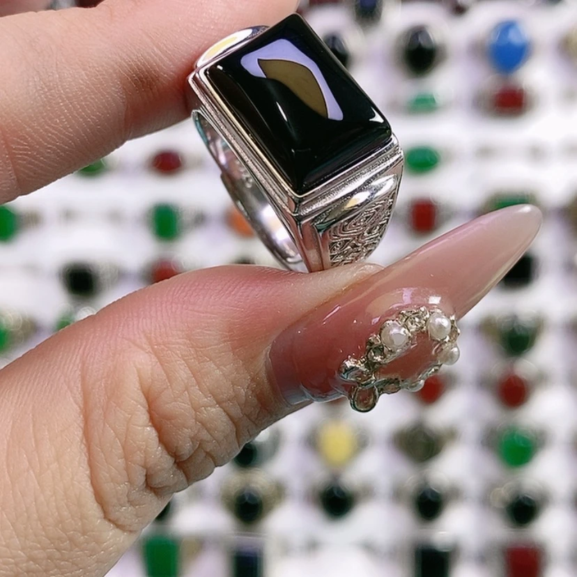 【闪购商品】银S925镶嵌戒指玛瑙/玉髓小****爸