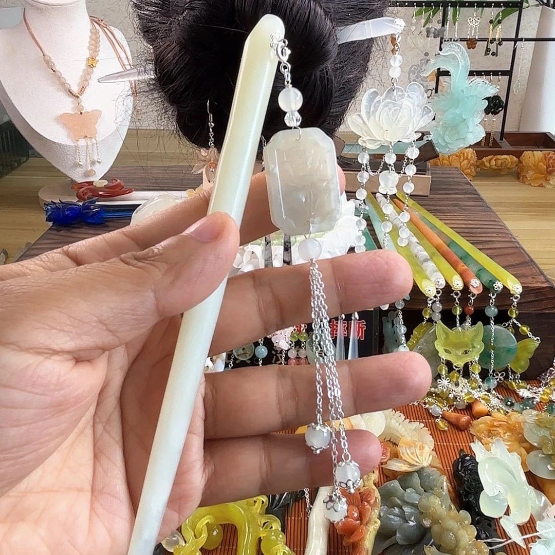 蛇纹石玉合金发饰