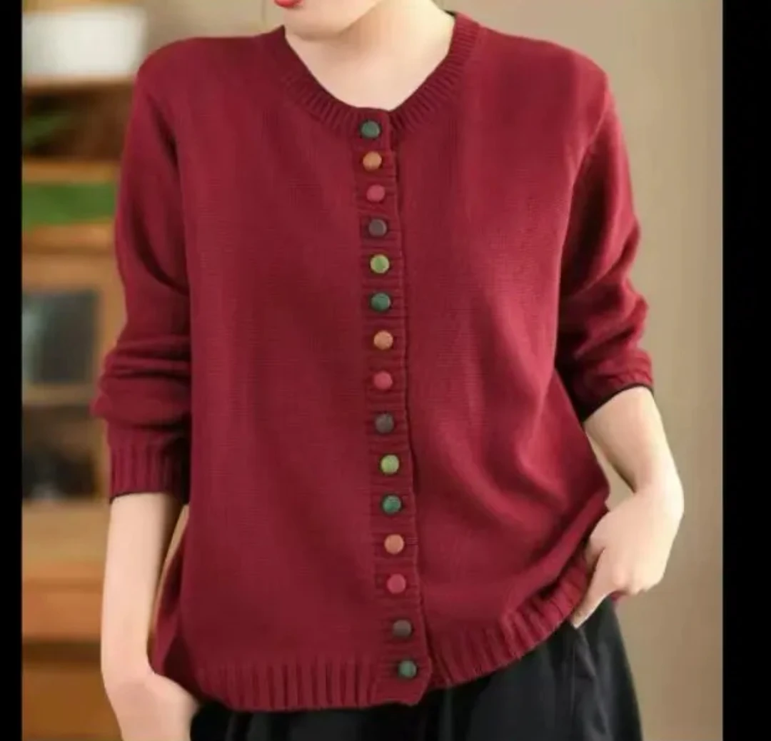 艾欣蕊早秋新款胖mm大码2488时尚休闲洋气百搭雨露亚麻针织衫