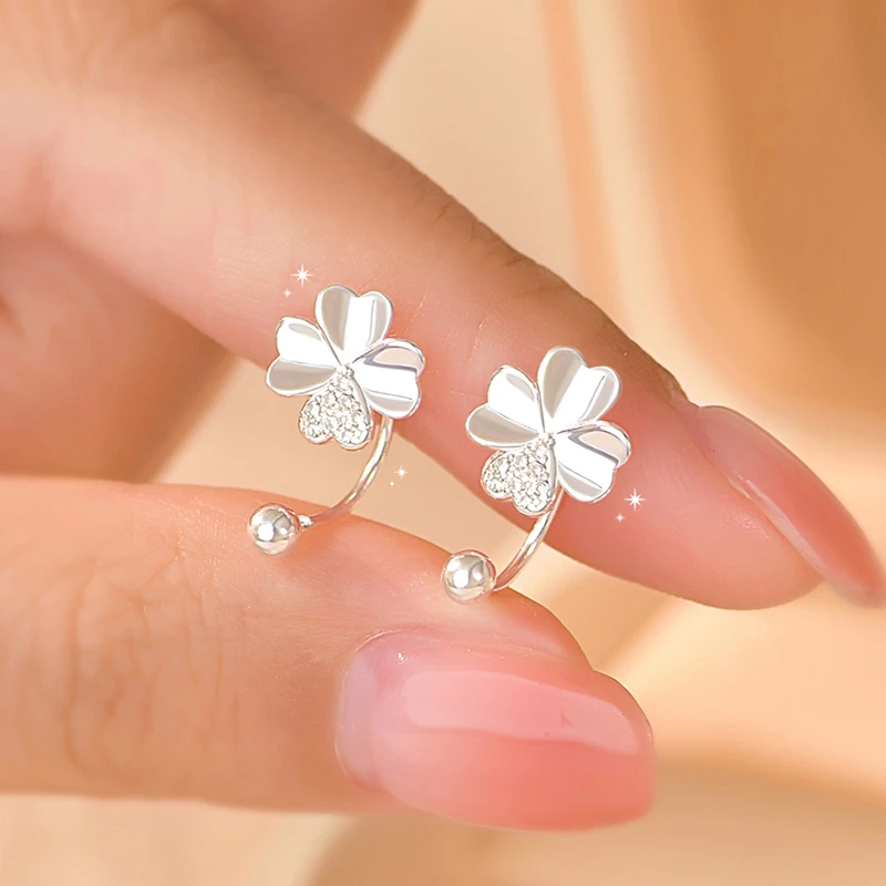 足银耳饰 999纯银耳钉四叶草耳环2025年新款爆款幸运草养耳洞耳饰