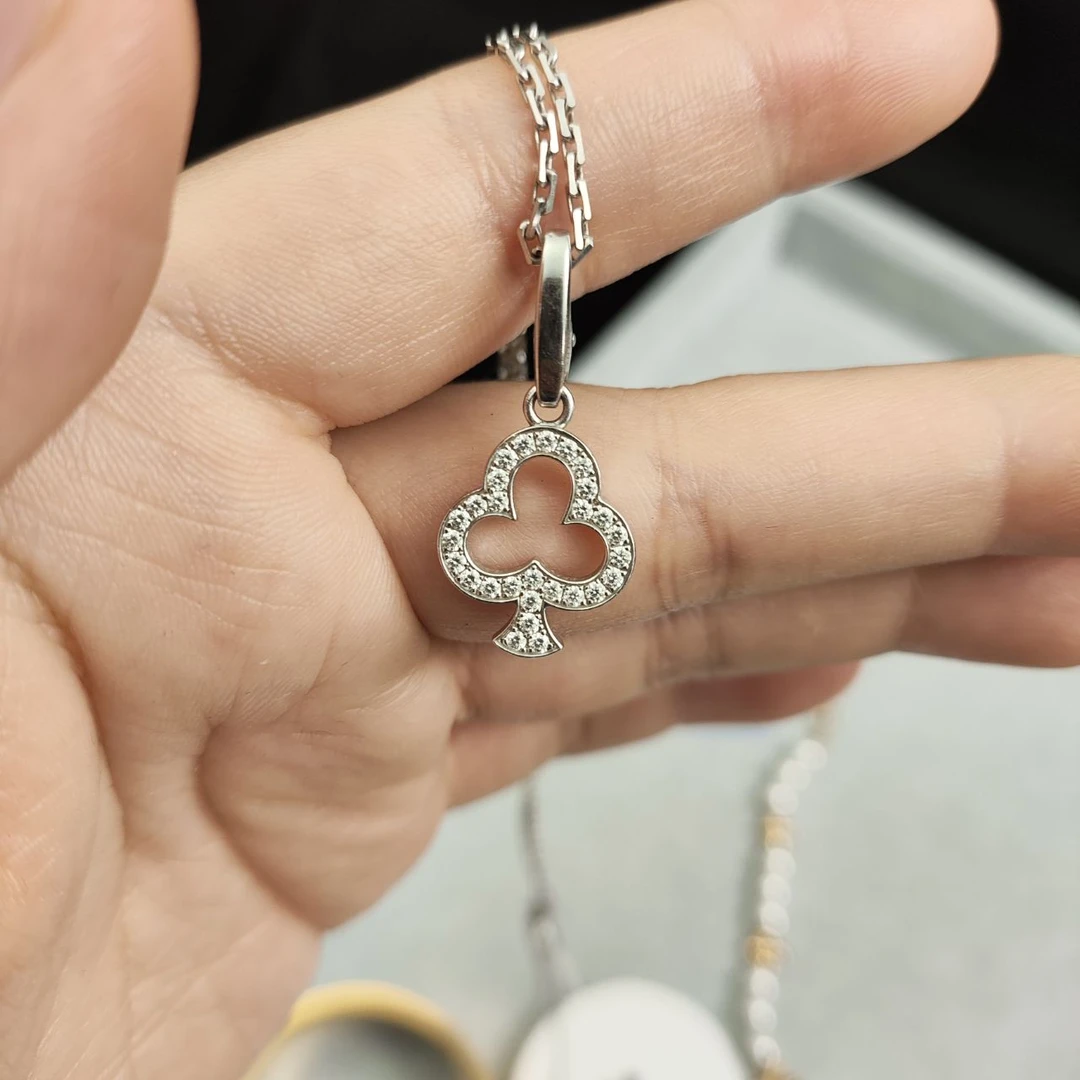 99新 Cartier/卡地亚 卡地亚18k金花朵满钻项链银色