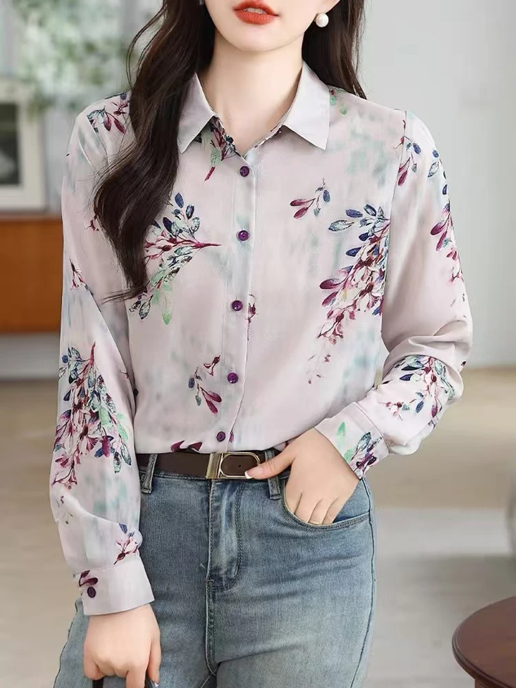 0473#法式花衬衫上衣女显瘦气质百搭洋气时尚春秋新款