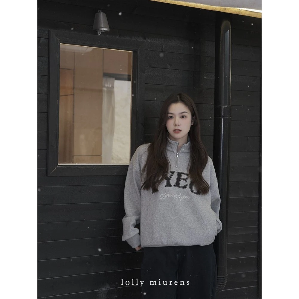 缪恩诗冬季新品Winter x「FYEG～」休闲宽松长袖立领加绒卫衣