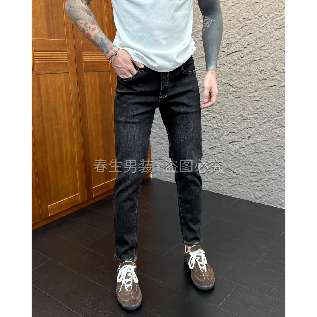 2025秋冬新款时尚休闲百搭净版小脚男士牛仔裤8972加绒