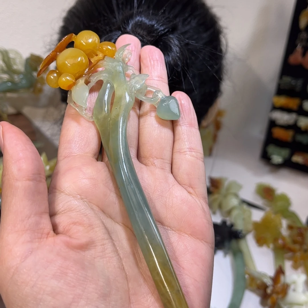 蛇纹石玉发簪合金E****g