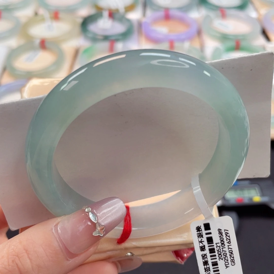 翡翠手镯未镶嵌56冰润透亮冰幻彩超性价比16号