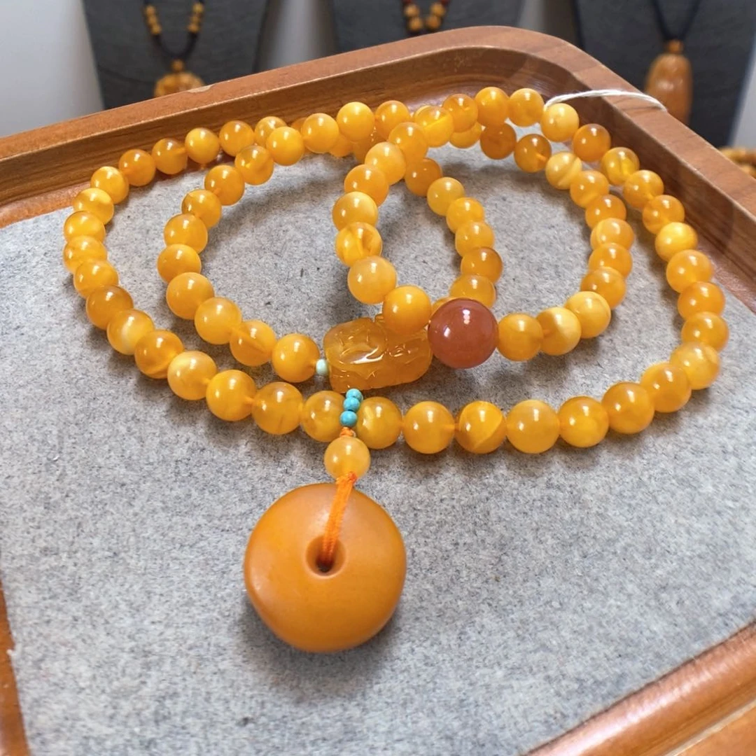 未镶嵌蜜蜡手串蜜蜡