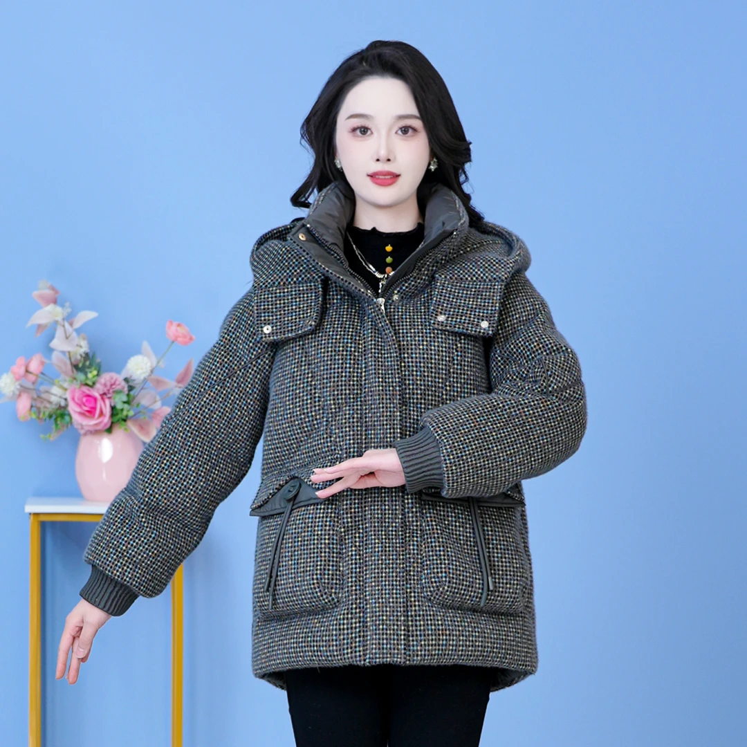 连帽气质保暖时尚加厚羽绒服新款宽松2025年冬季【SJYH5178】