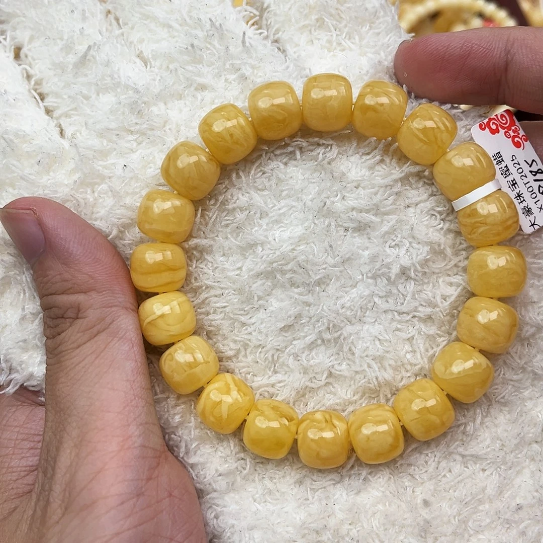 蜜蜡未镶嵌手串黄花虎皮11.5mm