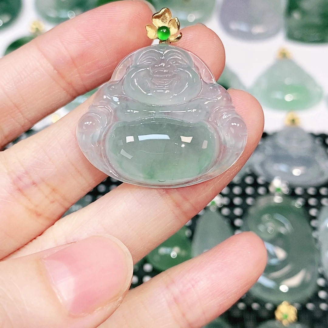吊坠(不含链)18K金镶嵌翡翠