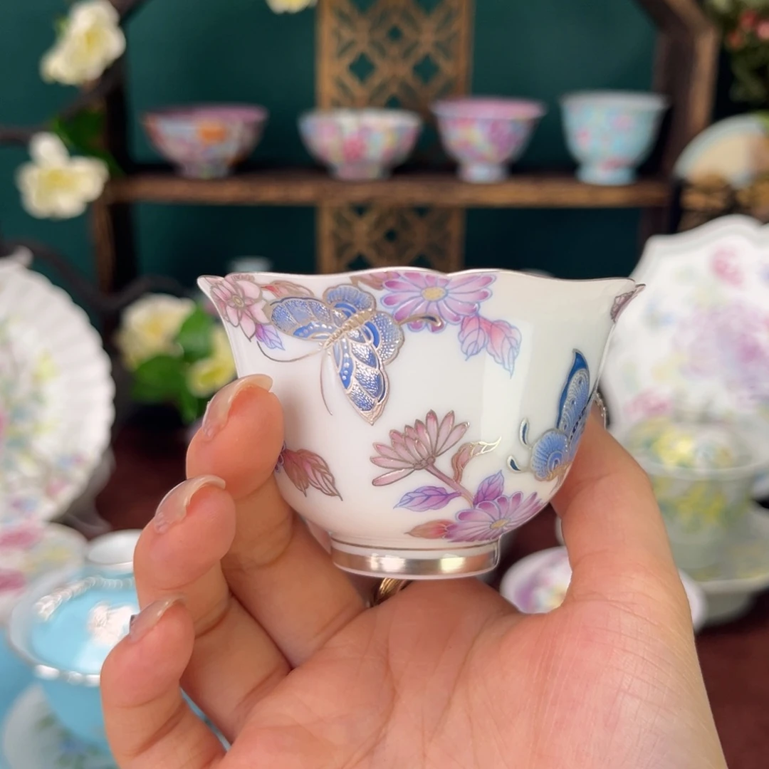 陶摆件景德镇陶瓷茶杯手绘