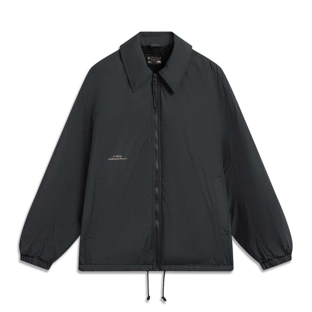 R李宁男女同款加绒保暖防泼水宽松时尚休闲翻领夹克AJDV335