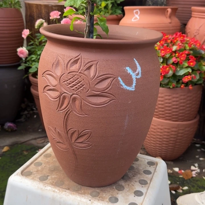 紫砂花盆口25高35宜兴紫砂