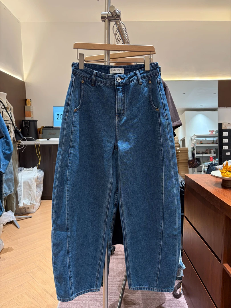 （不加绒）气球裤复古丹宁色牛仔裤宽松老爹裤