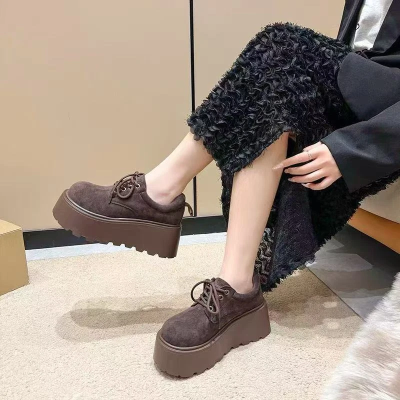 厚底勃肯鞋女款2025春季新款增高英伦风系带百搭时尚小个子单鞋女