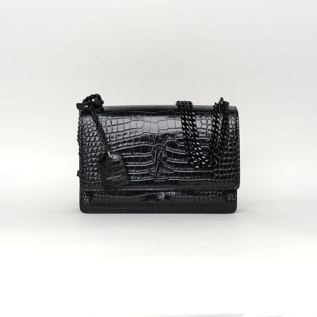 95新 YSL/圣罗兰 【娇】日落包22鳄鱼压纹皮革C 907489