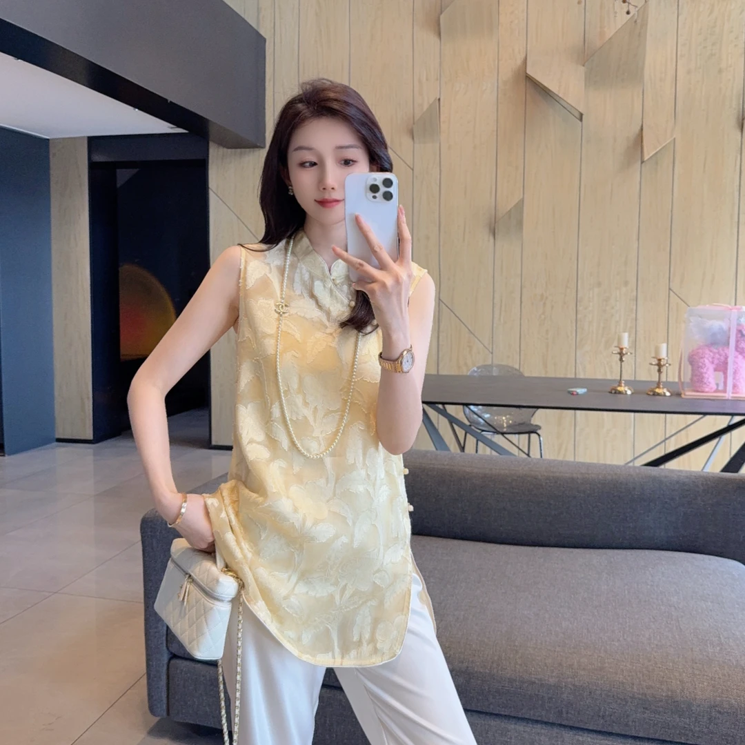 【大静静】轻国风~斜襟盘扣刺绣花朵温柔无袖马甲