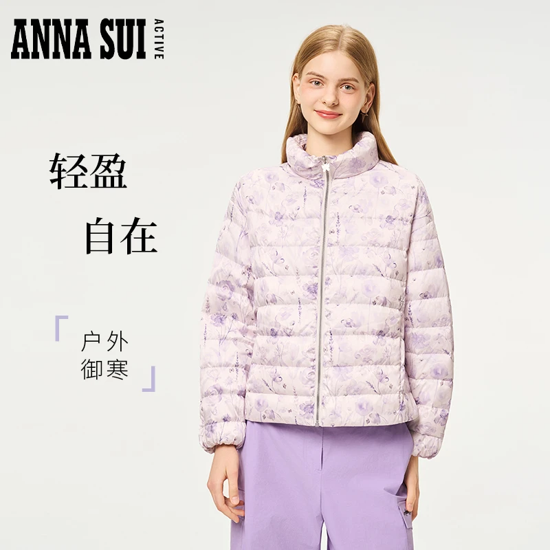 安娜苏运动 花苞领90%白鹅绒印花防泼水时尚羽绒服轻薄女25326043