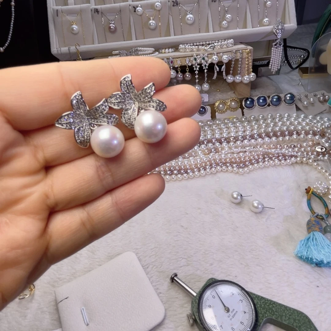 银S925镶嵌珍珠首饰淡水珍珠