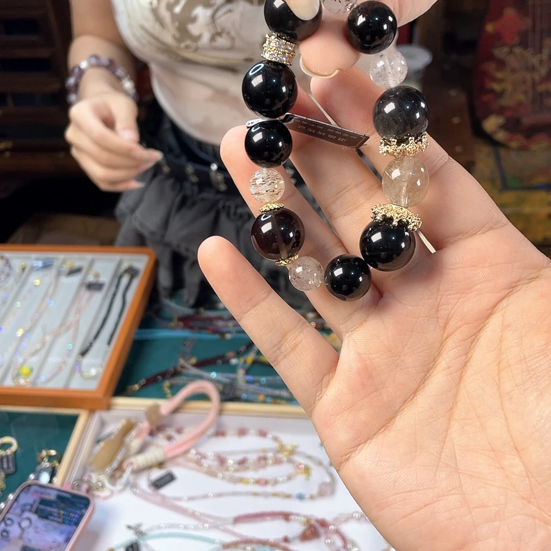 水晶手链银S925镀金镶嵌