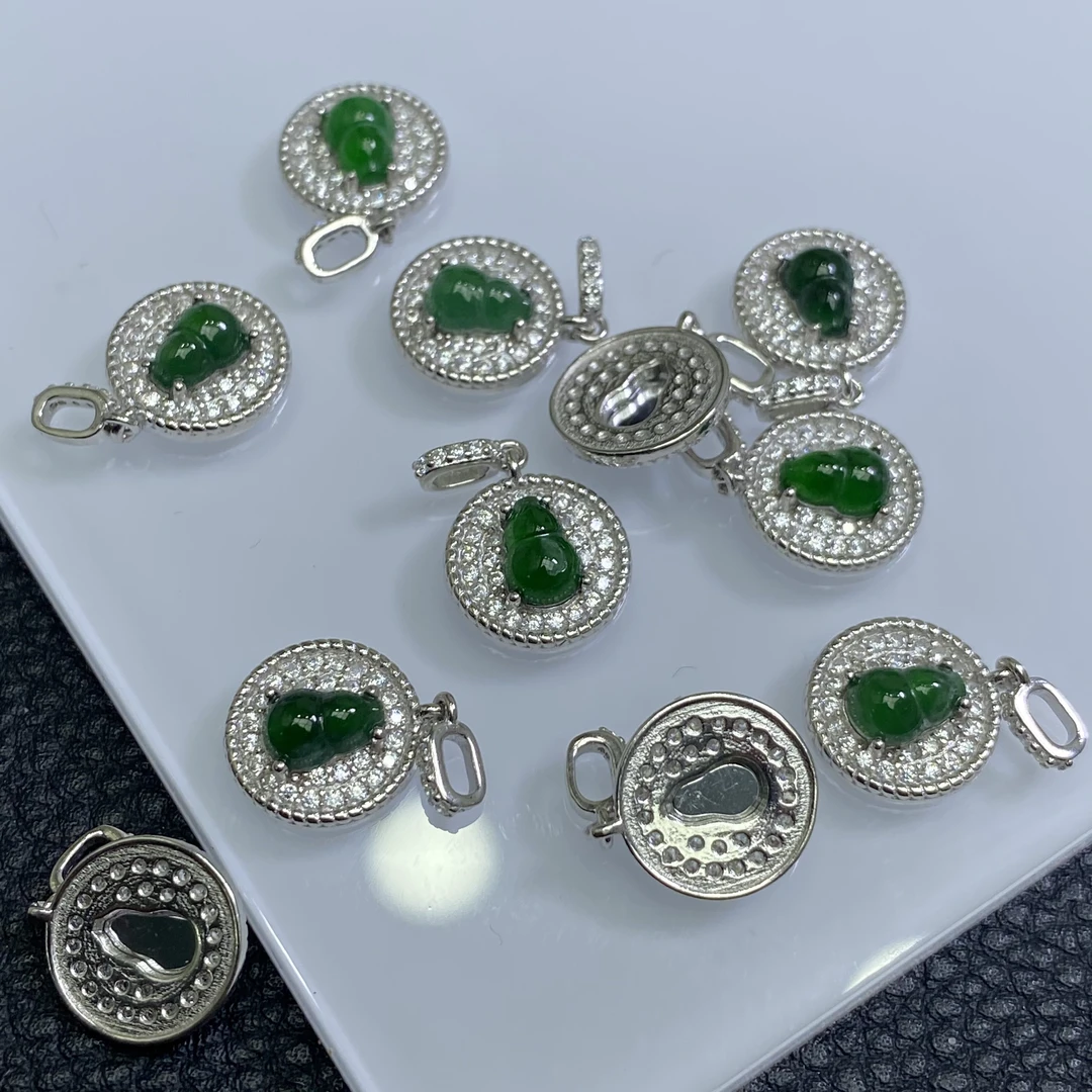 「戴琴珠宝」FR4781-翡翠葫芦银镶配件-WJ