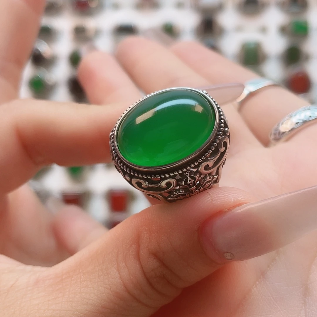 玛瑙/玉髓戒指银S925镶嵌宁****然