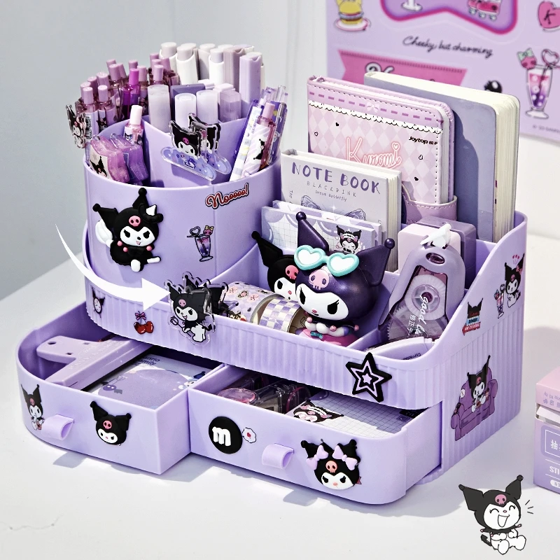 旋转笔筒桌面收纳盒儿童女生专用小学生书桌神器抽屉式2025新款