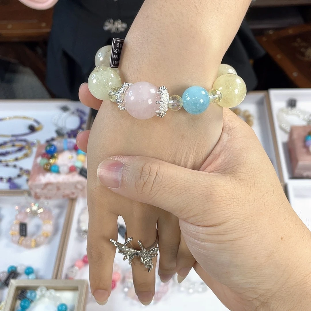 水晶手链银S925镀金镶嵌