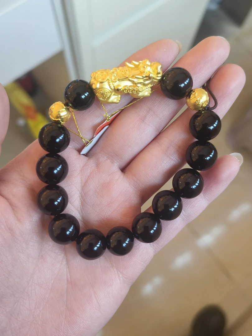 华夏金鸿福足金珠珠貔貅手串