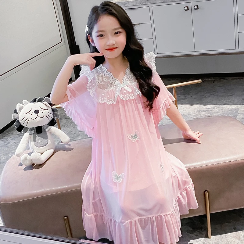 女童中大童公主风夏季花边家居裙/睡裙