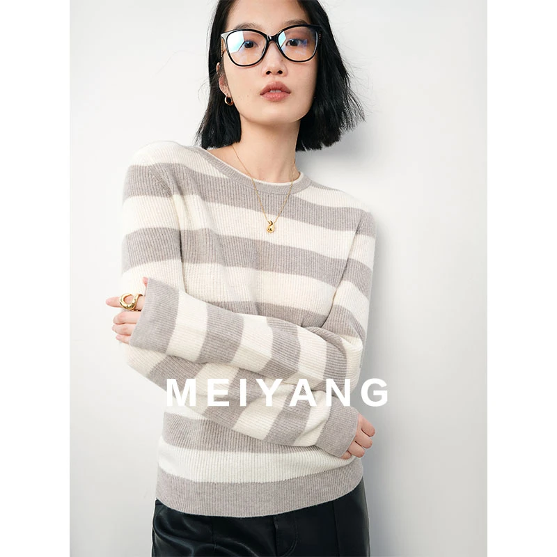 美洋MEIYANG【周天特惠日】奶盐苏打羊毛衫 90条元宝针|条纹衫