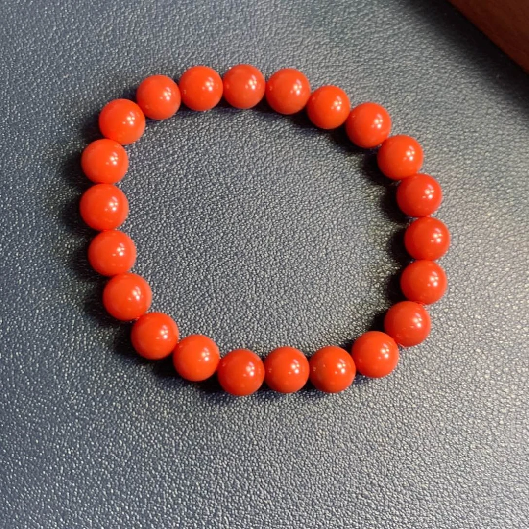 南红玛瑙8➕圆珠单圈手串未镶嵌保山原矿南红