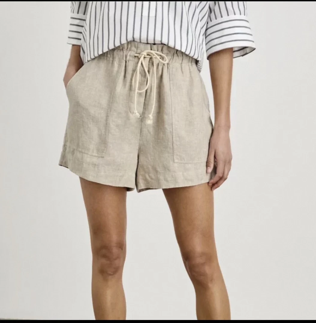 素素外贸  好东西！《出欧美原单100亚麻短裤》简约水洗亚麻休闲短裤