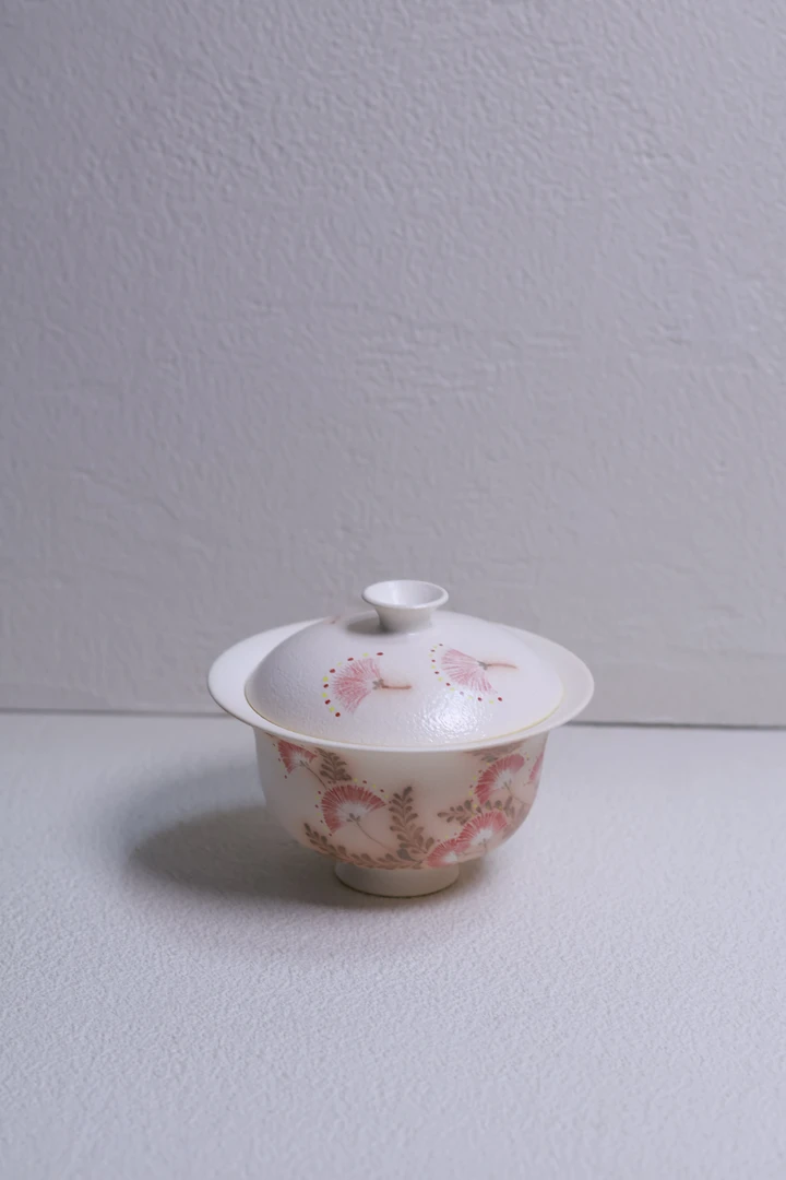 牧渔合欢花元宝盖碗