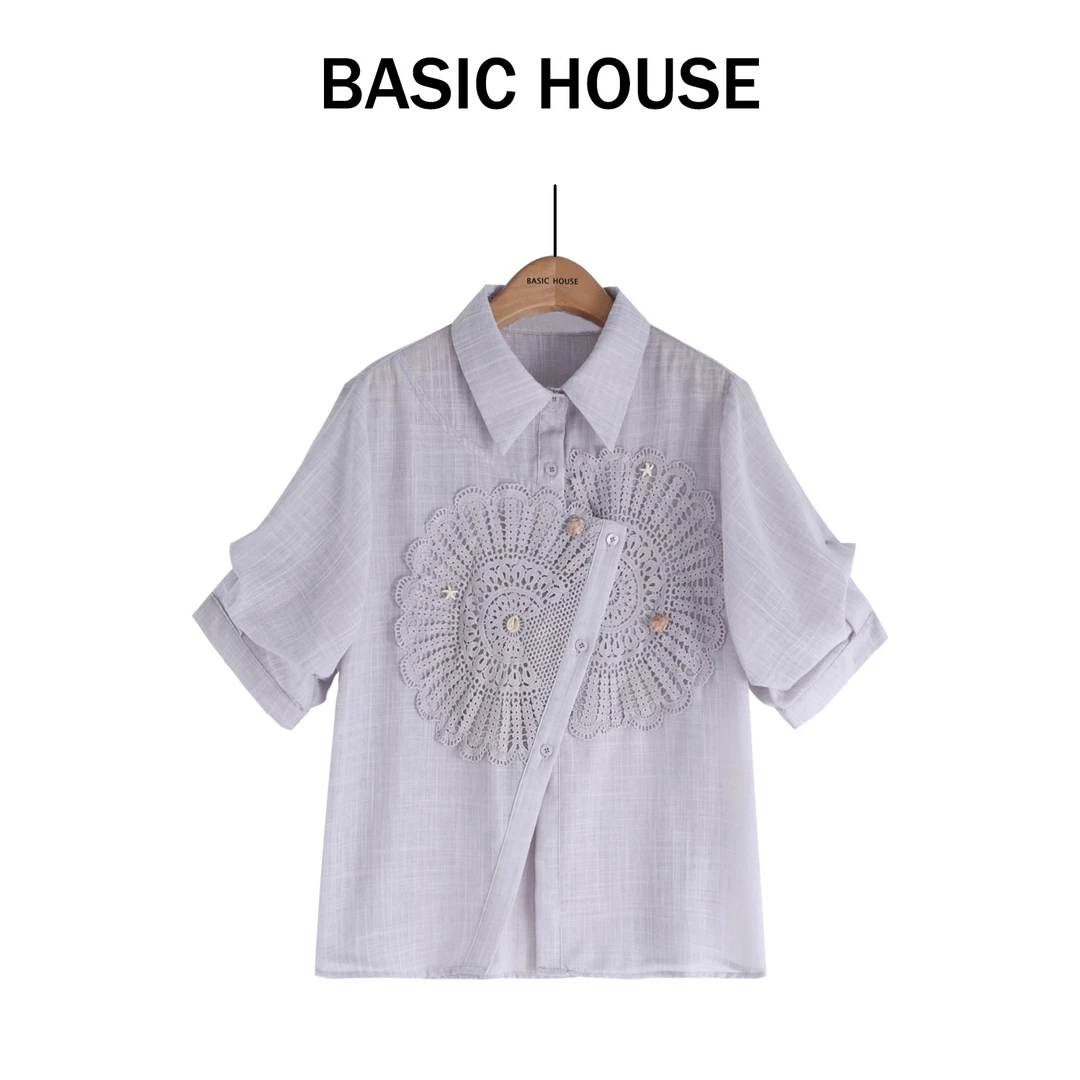 Basic House/百家好蕾丝气质短款时尚夏季小众设计感B1335B506C2