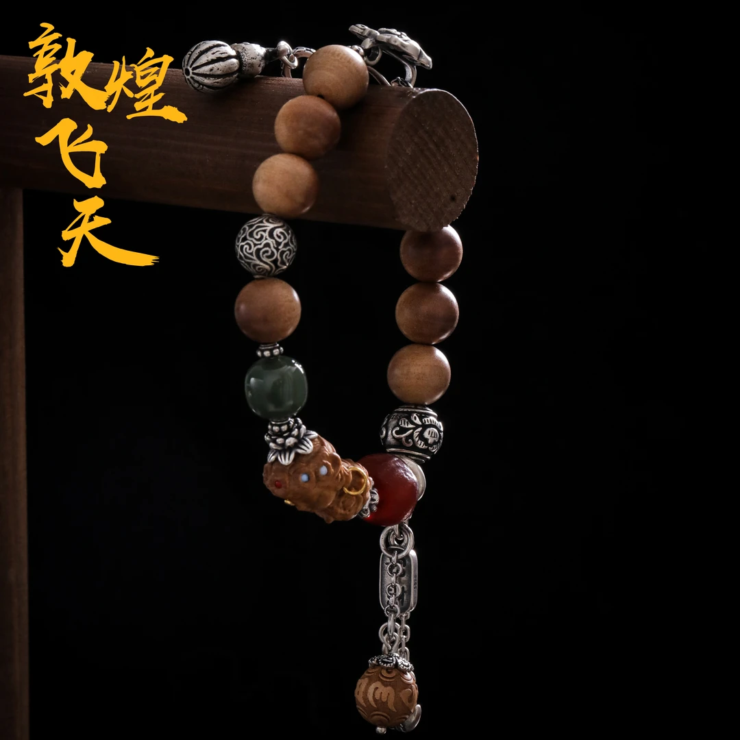 925银手链 S09072 绿妈妈宝宝佛六字真言圆珠葫芦吊坠手链
