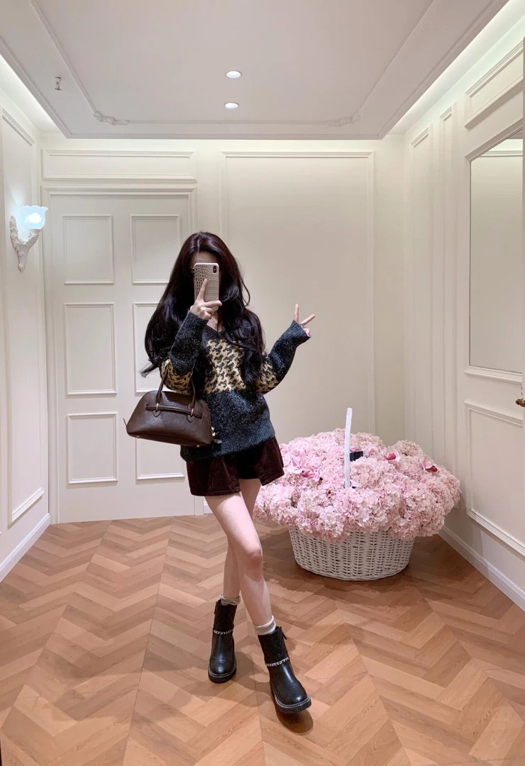 20秋冬新款韩系气质慵懒风长袖套头针织衫毛衣百搭假两件裙裤套装