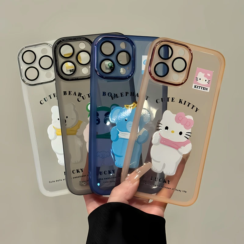 适用苹果16pro金属镜框15防摔个性mate70手机壳华为60露肚肚kitty
