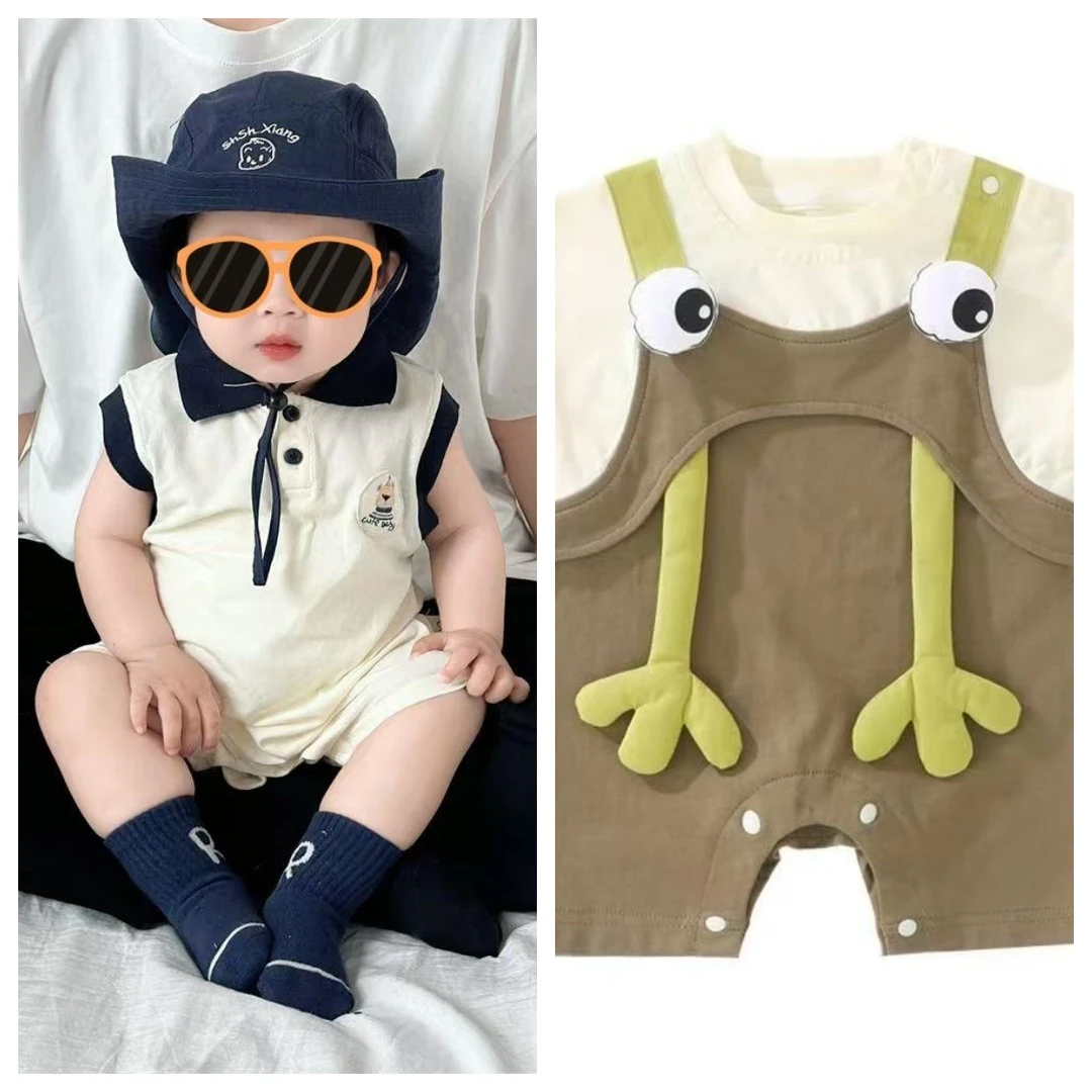【聚划算到手2件】新款夏季哈衣婴幼男女宝可爱连体衣洋气外出服