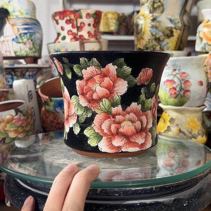景德镇手绘花盆满38包邮偏远地区除外