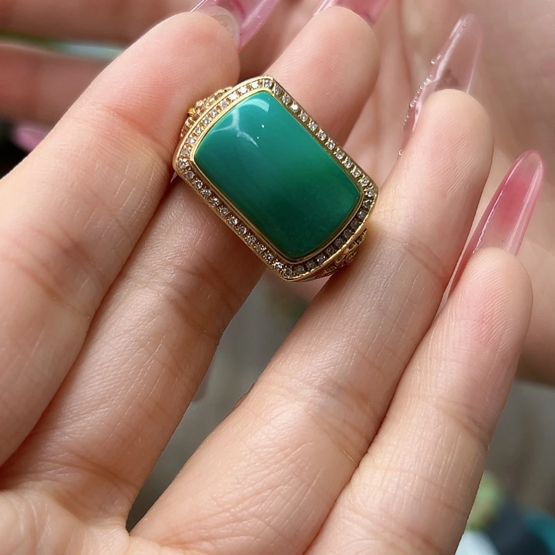 绿松石珠宝奇石18K金镶嵌颖*