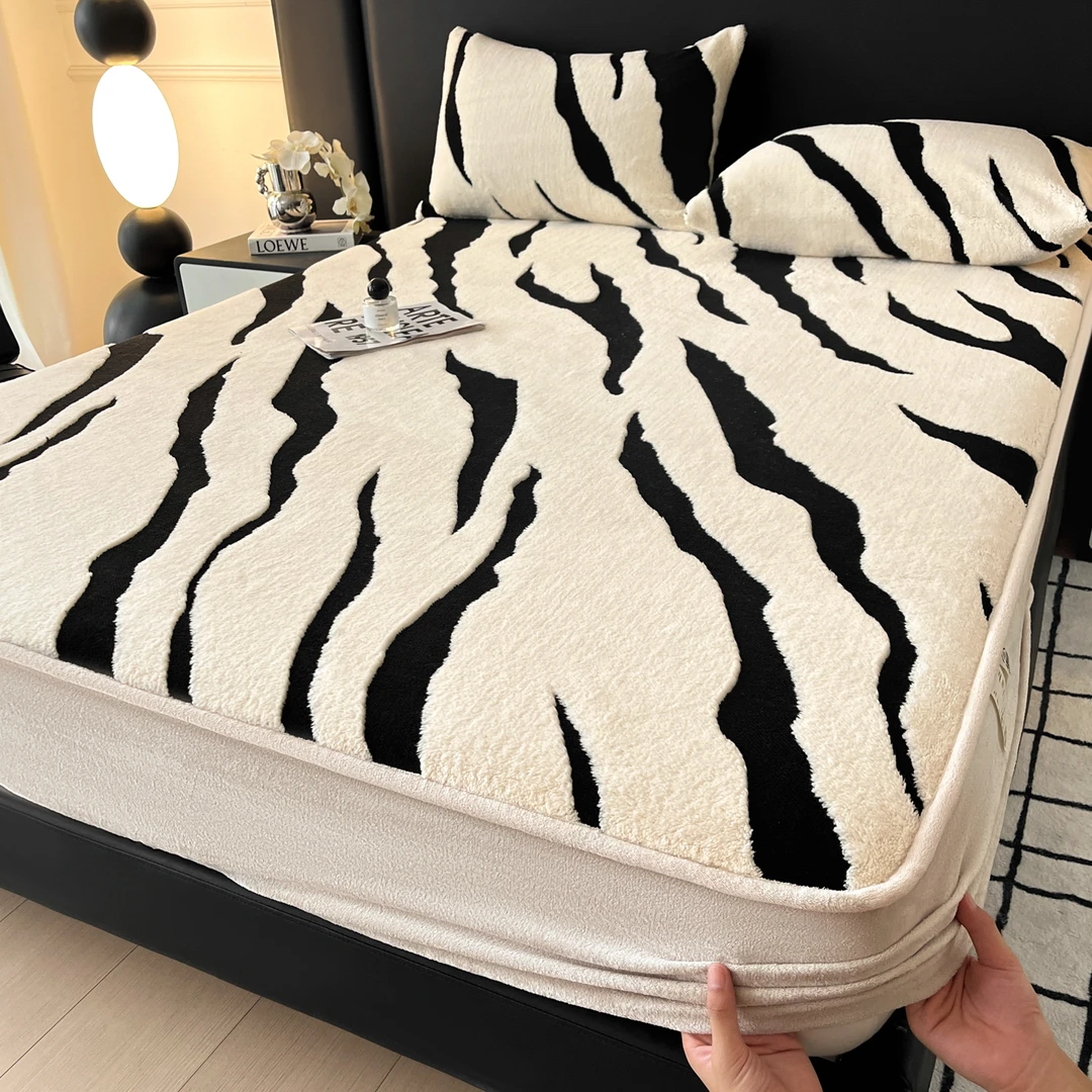 啊加厚短绒舒棉绒床笠冬季新款加绒保暖床垫保护套席梦思全包防尘