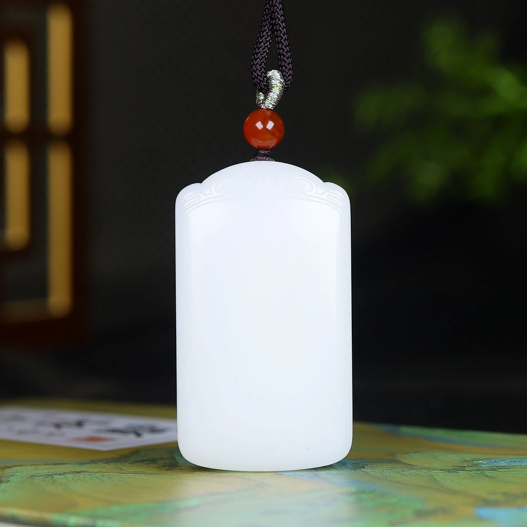 120620和田玉白玉平安牌挂件