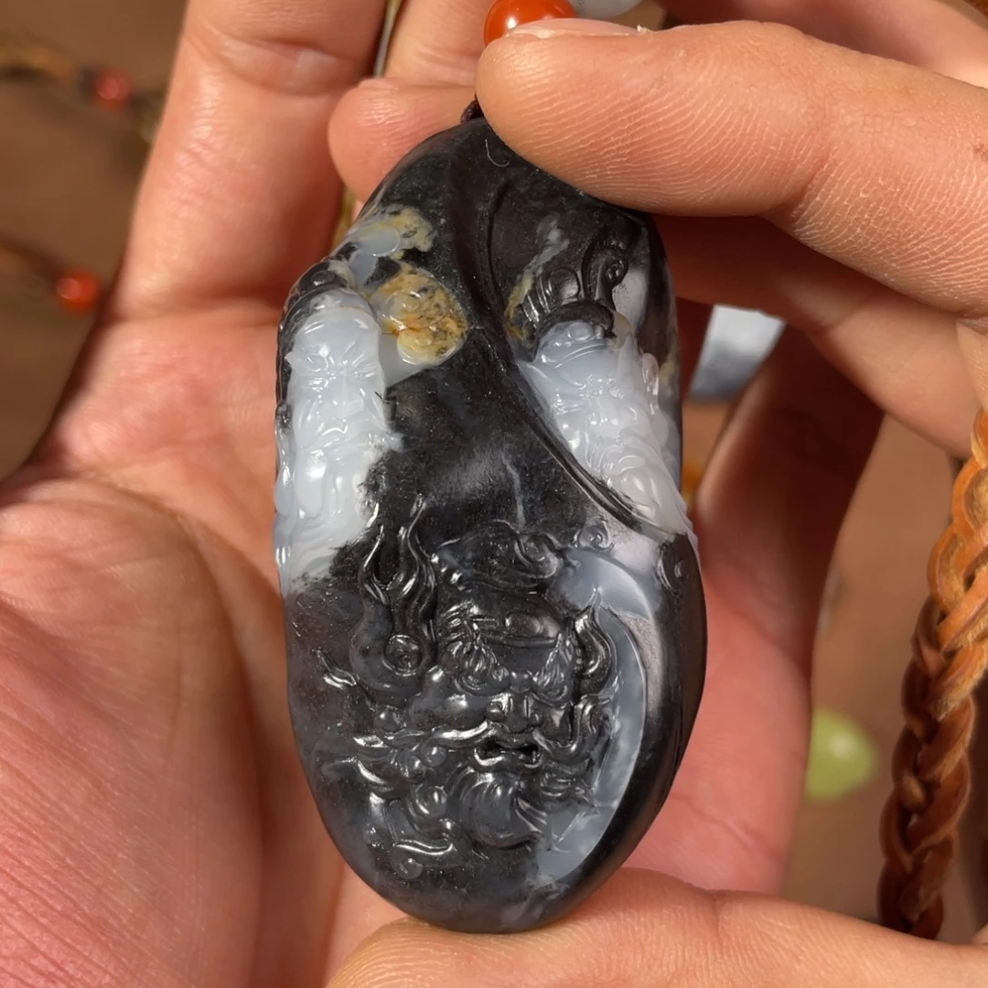 一***.和田玉未镶嵌把件忠义千秋