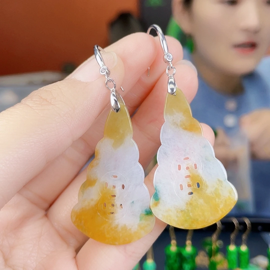 翡翠银S925镶嵌耳饰