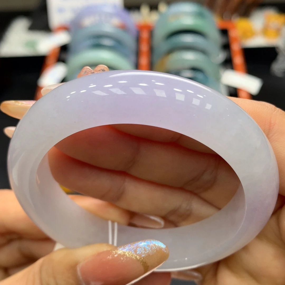 未镶嵌手镯翡翠厚装7号，冰紫