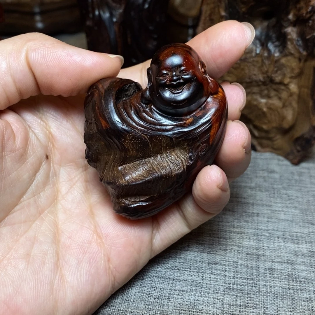 冀***序檀香紫檀（小叶紫檀）手把件弥勒佛