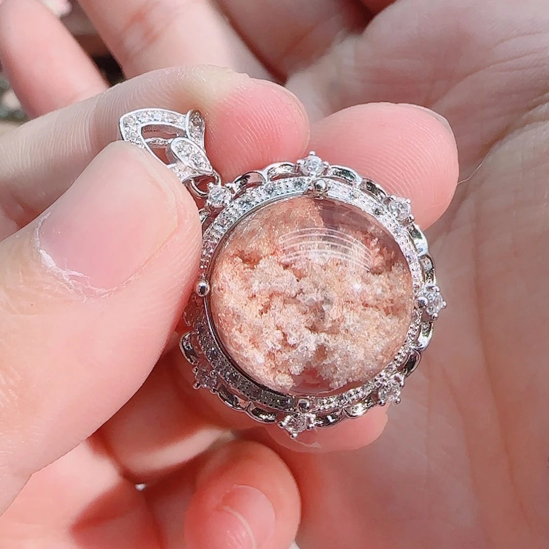 s***w水晶手串未镶嵌橘粉幽灵蛋面