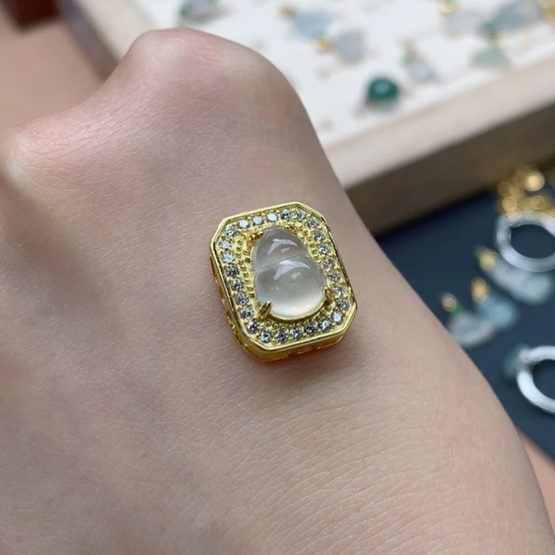 颈饰银S925镀金镶嵌翡翠翡翠